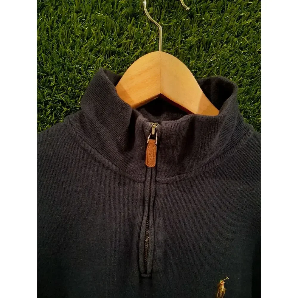 Polo Ralph Lauren Estate Rib Quarter Zip Pullover Sweater Men’s Size M Navy Blue